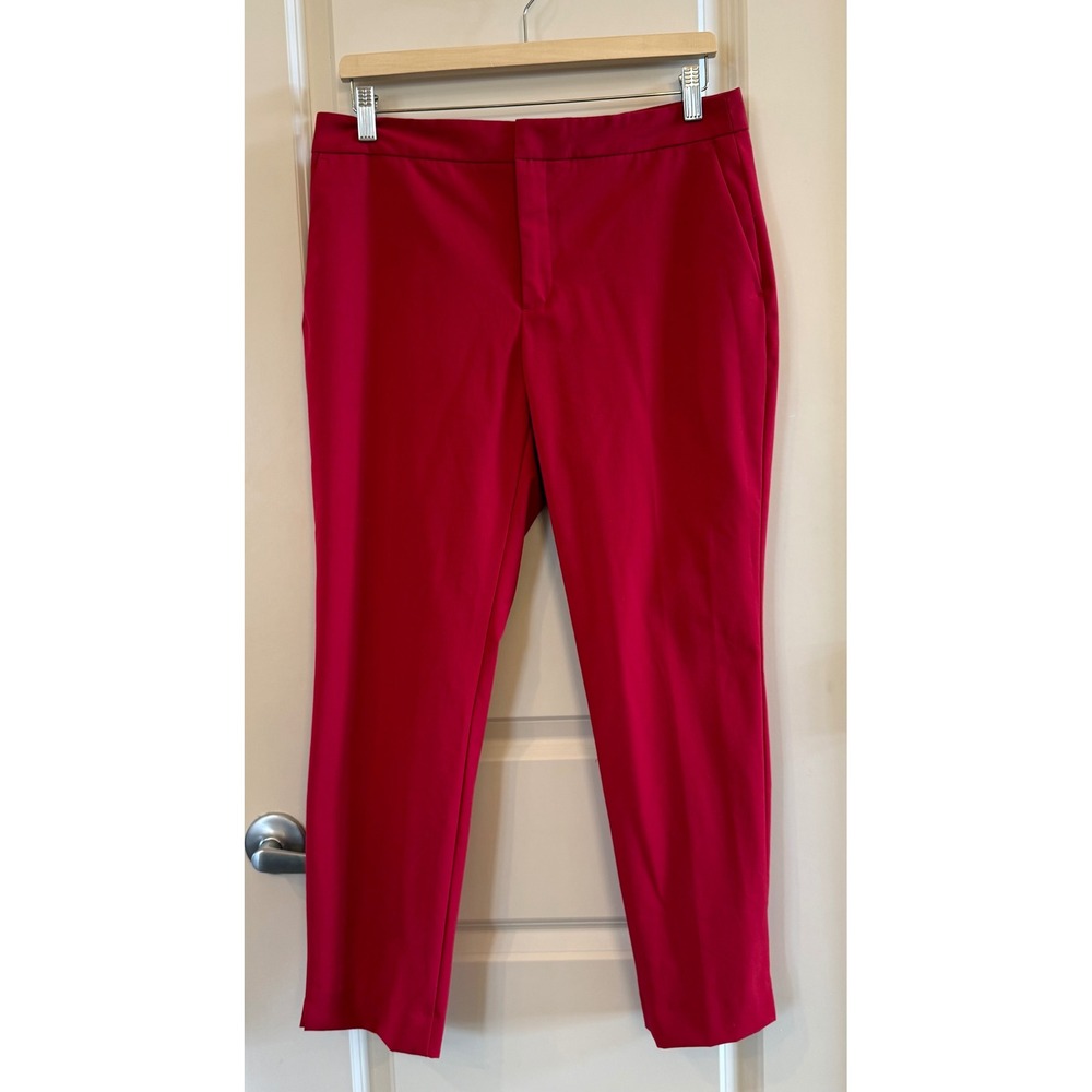 Zara Women's Red Slim Fit Tapered Ankle Business Casual Trousers/Pants Size 8